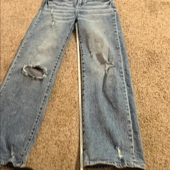 BKE Light Blue Distressed Flare Jeans - Picture 6 of 7